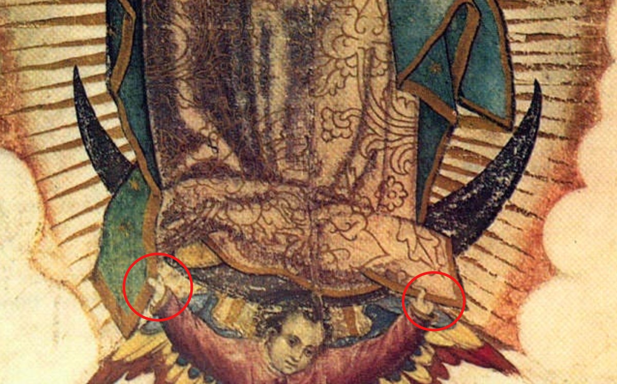 El ángel a los pies de la Virgen de Guadalupe